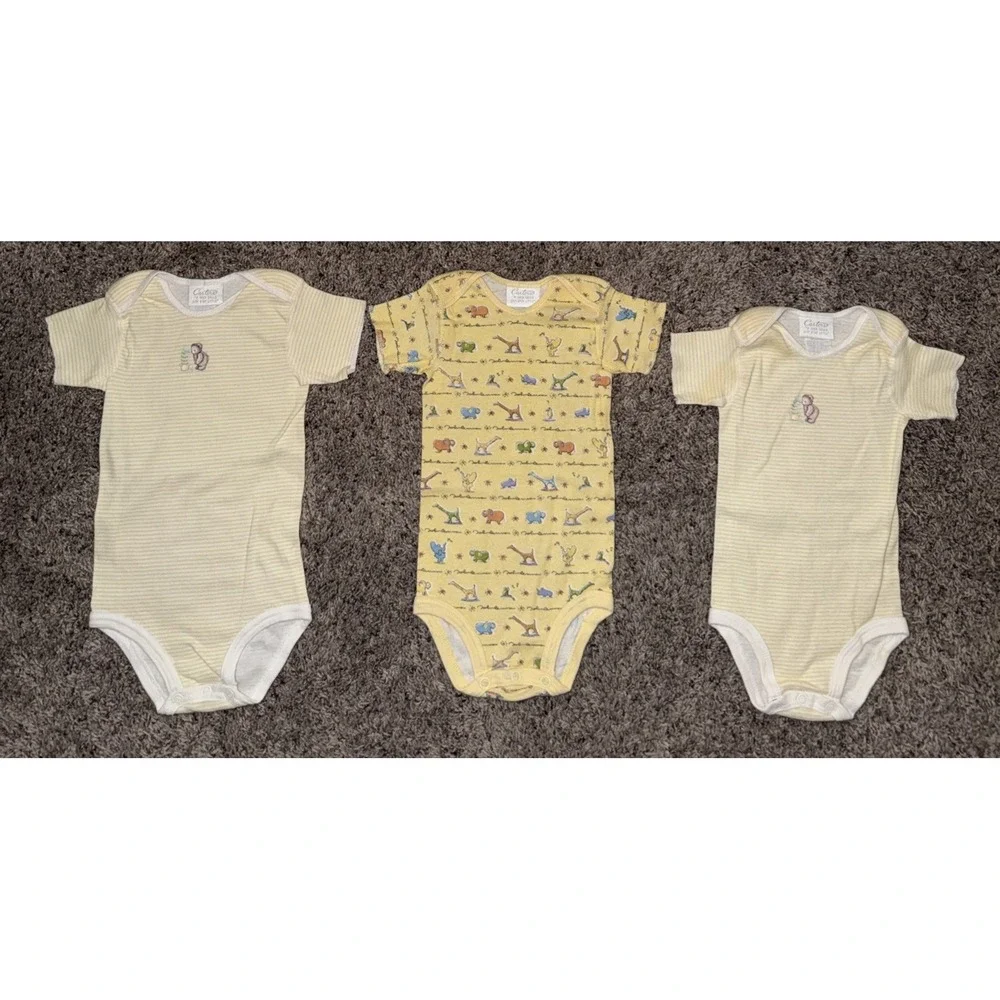 3 Carter's Vintage Baby One Piece Bodysuit John Lennon/ Teddy Bear Button Snap